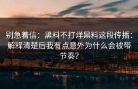 别急着信：黑料不打烊黑料这段传播：解释清楚后我有点意外为什么会被带节奏？