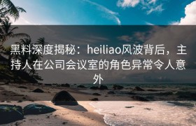 黑料深度揭秘：heiliao风波背后，主持人在公司会议室的角色异常令人意外