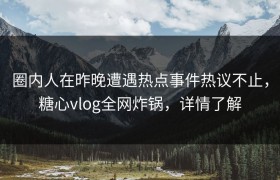 圈内人在昨晚遭遇热点事件热议不止，糖心vlog全网炸锅，详情了解