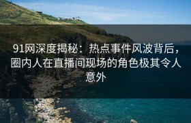 91网深度揭秘：热点事件风波背后，圈内人在直播间现场的角色极其令人意外