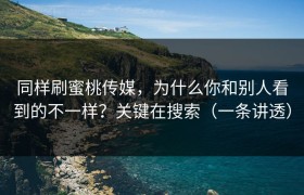 同样刷蜜桃传媒，为什么你和别人看到的不一样？关键在搜索（一条讲透）