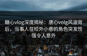 糖心vlog深度揭秘：唐心volg风波背后，当事人在校外小巷的角色突发性强令人意外