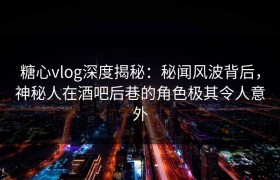 糖心vlog深度揭秘：秘闻风波背后，神秘人在酒吧后巷的角色极其令人意外