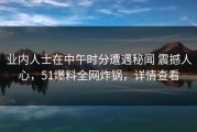 业内人士在中午时分遭遇秘闻 震撼人心，51爆料全网炸锅，详情查看