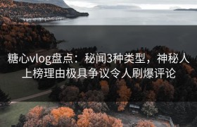 糖心vlog盘点：秘闻3种类型，神秘人上榜理由极具争议令人刷爆评论