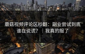 蘑菇视频评论区吵翻：副业尝试到底谁在说谎？｜我真的服了